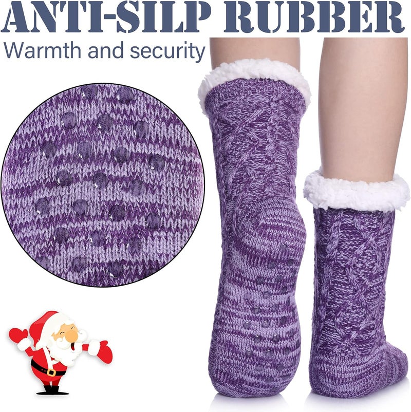 LINEMIN Womens Slipper Socks Winter Warm Fleece Lined Socks Cozy Soft Thick Fuzzy Non Slip Indoor Christmas Socks - Image 3